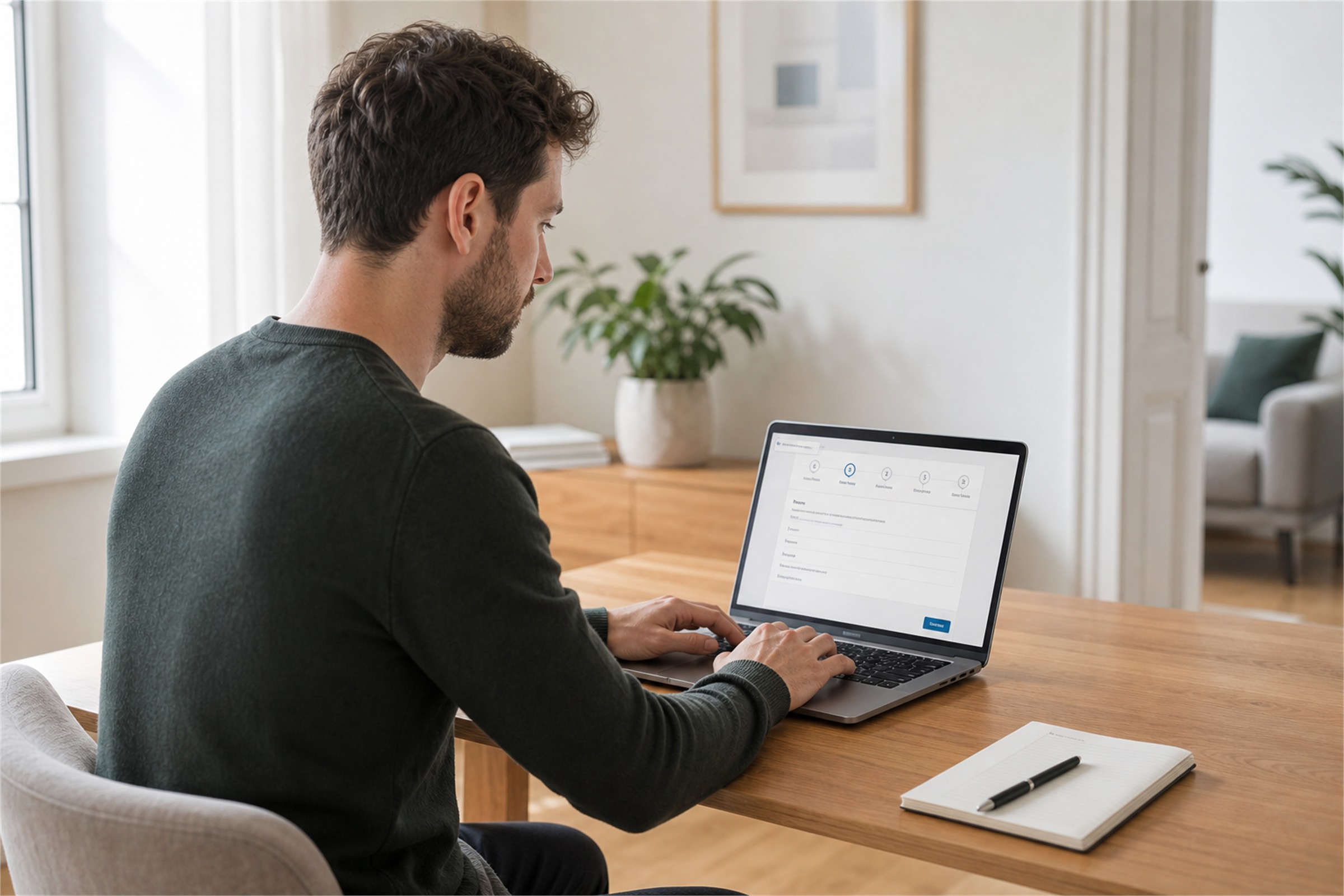 Selbstständiger am Laptop im Homeoffice