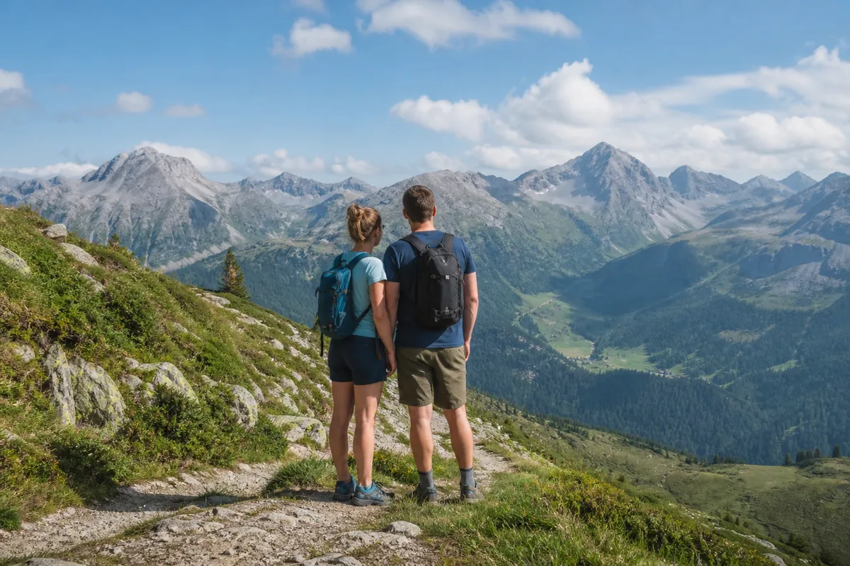Wanderung oder Seilbahn, Bergpanorama