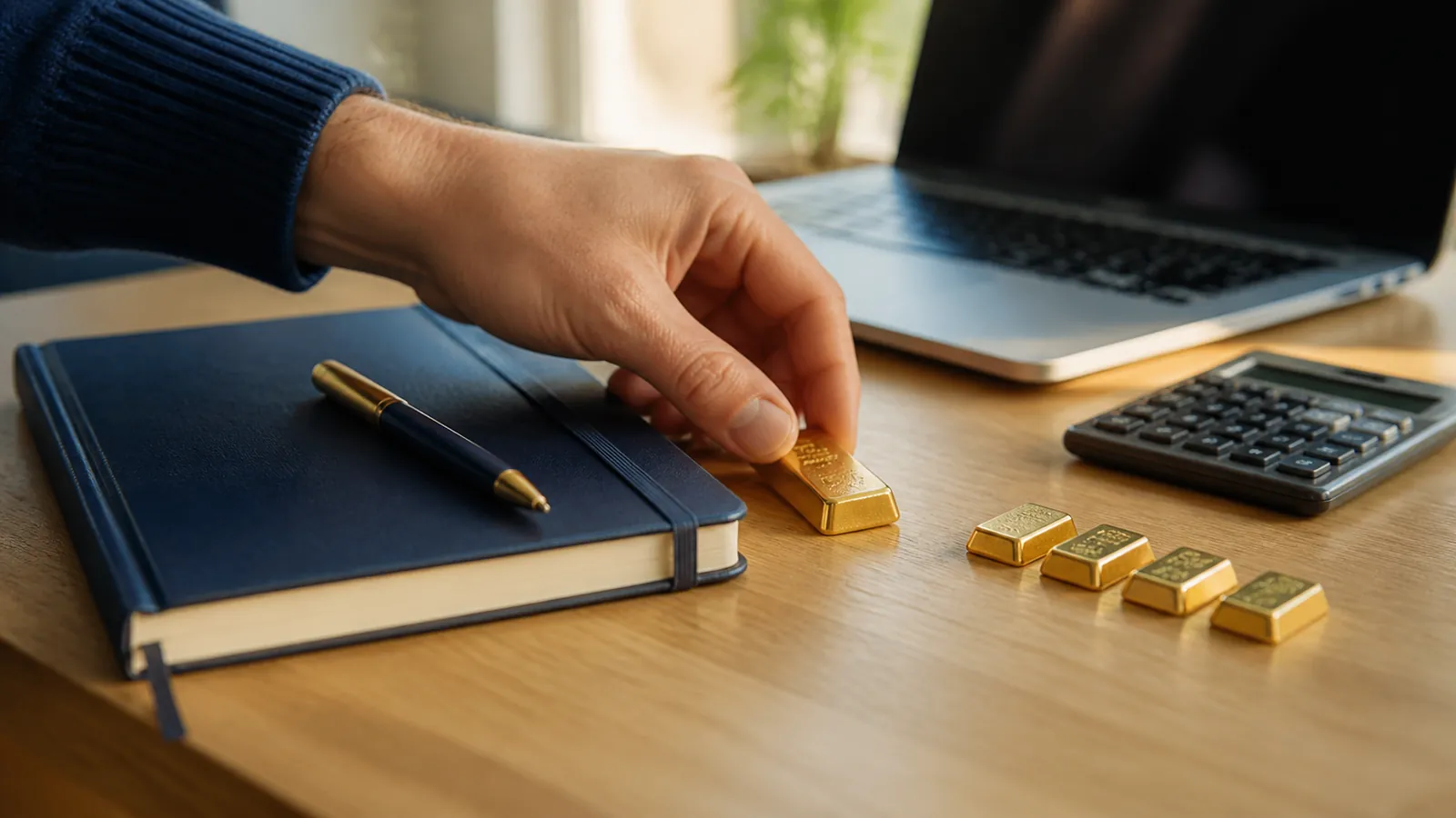 Kleine Goldbarren oder Feingoldunze, ruhige Aufnahme